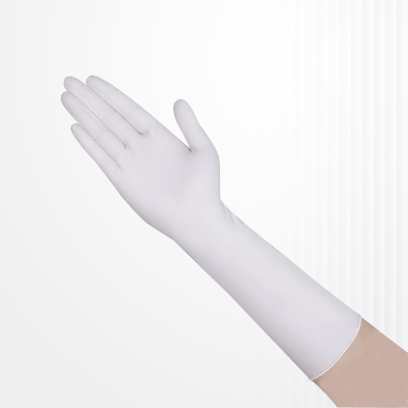 16寸加長(zhǎng)加厚白色丁腈手套